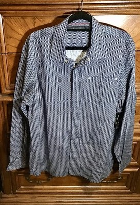 NWT Sean John Navy Print SNAP Front L/S Shirt Size XL