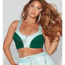 Adidas Ivy Park Beyonc  MEDIUM SUPPORT ZIP BRA Green NWT 