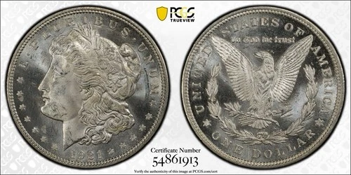 1921 Morgan Silver Dollar $1 -PCGS MS64 -Beautiful Semi PL Surfaces last Year