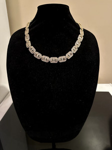 Collar Cadena 14k SELLO 14mm MARINER 82.6ct BAGUETTES Laboratorio Sim VVS1 Oro Diamante