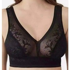 Wacoal Size 38 Net Effect Soft Cup Bra Bralette Lace Wire Free Black 810340