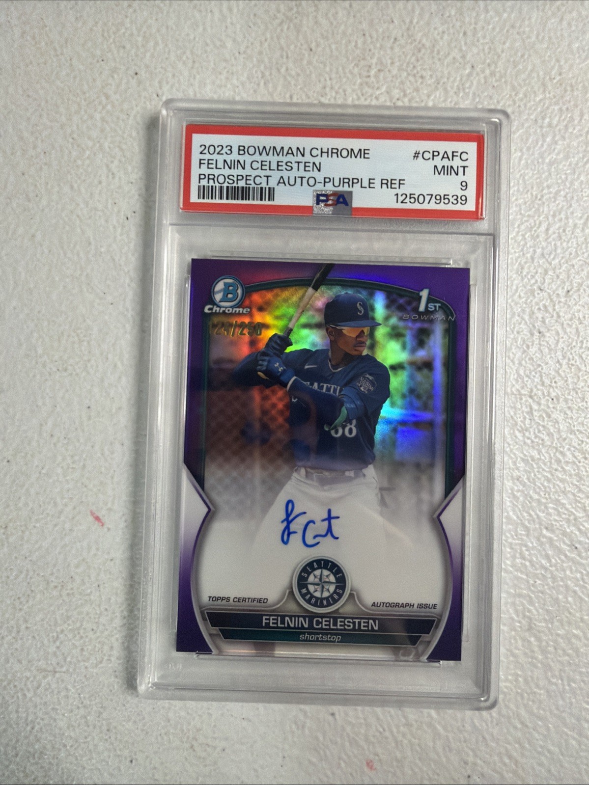 2023 Bowman Chrome Prospect Auto  Felnin Celesten #CPA-FC Purple Refractor /250 