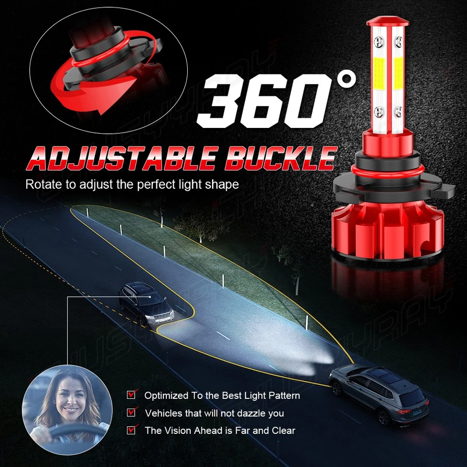 Kit combinado de bombillas LED de haz alto/bajo 4X 6000K para Chevy C1500 1988-1999 A Foto 2 de 4