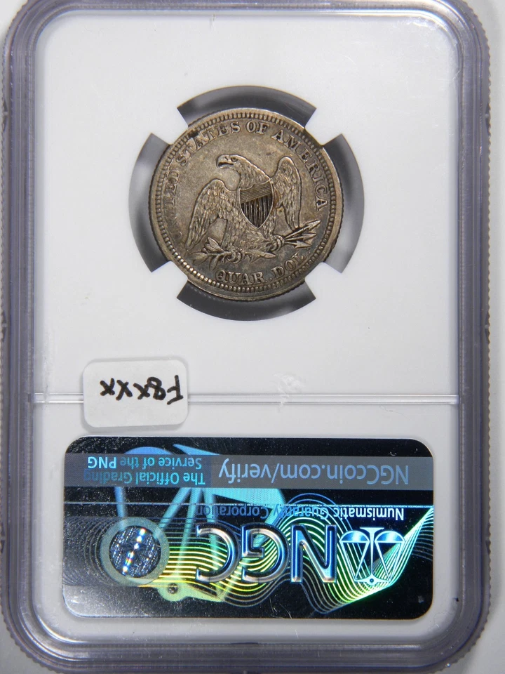 1860 SEATED QUARTER ~ NGC AU50 ~ NICE AND ORIGINAL! - Image 4 of 4