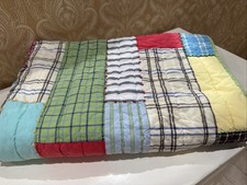 Pottery Barn Kids Madras Patchwork Toddler Quilt 36 X 50