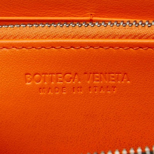 Bottega Veneta Cassette Intrecciato Zip Wallet Black Orange Leather Used - Picture 9 of 10