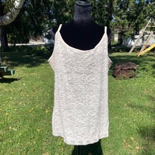 Y2K Cami Tank Top Cream Layered Lace Stretchy Fairycore Coquette Twilight