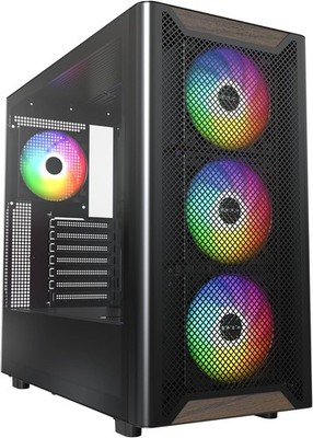 MONTECH XR Wood,Genuine Black Walnut Front, ATX Mid-Tower PC Gaming Case, Glass
