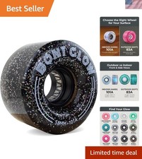 Glow Light Up LED Roller Skate Wheels 58x32mm 101A, Pack of 4, Obsidian Black