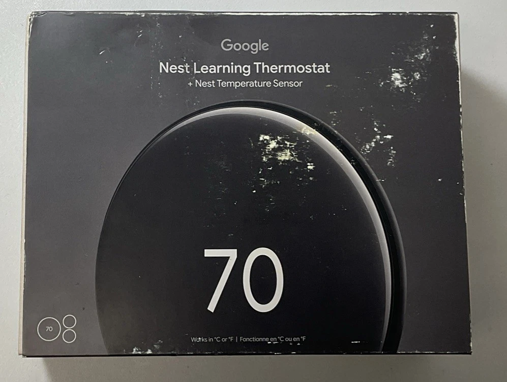 Google Nest Learning Thermostat Thermostat GA05557-US With 2 Sensors-NEW