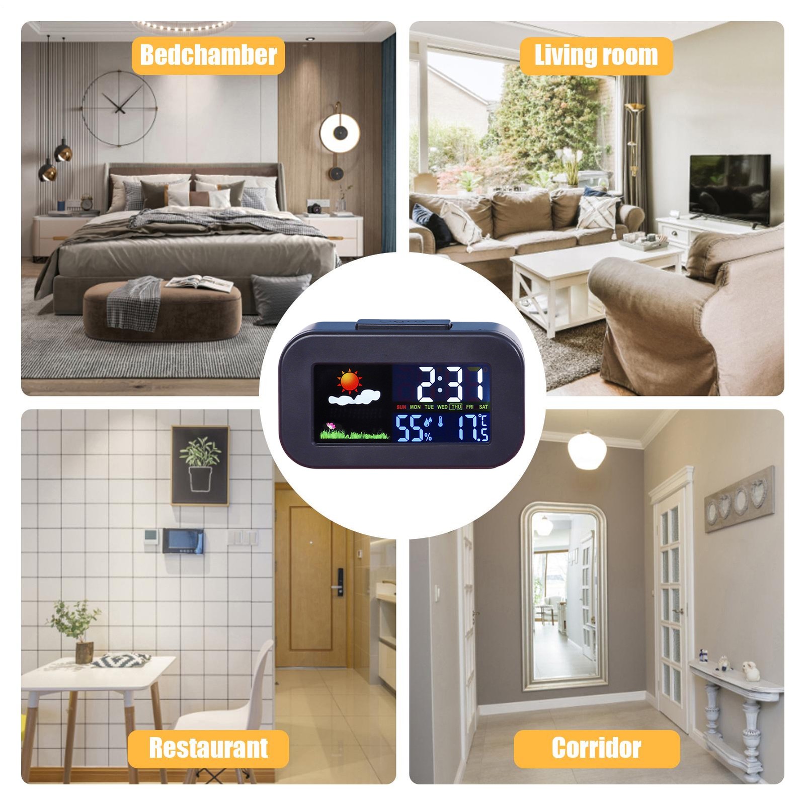 Multifunctional Color Screen Weather Clock Electronic Digital Smart Home Decor