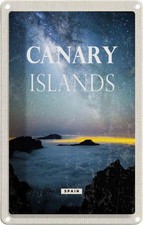 Blechschild 18x12 cm Canary islands Spain Nacht Sterne Bildmotiv Reisemotiv Aben