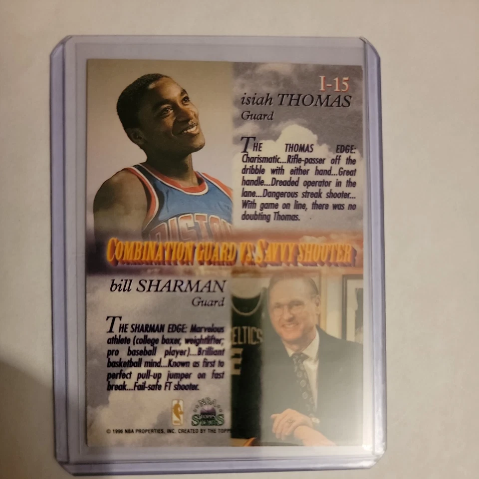 Isiah Thomas Bill Sharman 1996 Topps Stars Basketball Imagine Insert Card  - Image 2 of 2