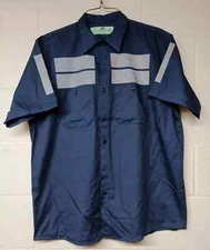 Red Kap Men's Work Shirt Short Sleeve Hi Vis Reflective Navy Dark Blue NEW