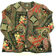 Orvis Corduroy Jacket Paisley Floral Artsy Patchwork Cottagecore Women's Size M 