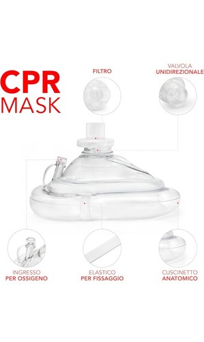 POCKET MASK MASCHERINA CPR MASCHERA RIANIMAZIONE BOCCA A BOCCA ADULTI BAMBINI - Afbeelding 2 van 7