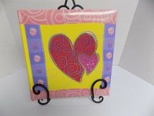 Pioneer 200 Pocket 3D Applique Striped Heart Bi-Directional Memo 4X6 Photo Album