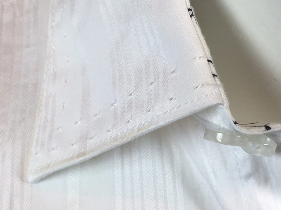 Camisa Para Hombre Enzo Denim Mediana Sólida Blanca Plata Puño Flora Patrón L/S Foto 4 de 4