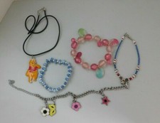 Disney Fashion Jewelry Bracelet Necklace Minnie Pooh Aurora Beaded Olaf Girls