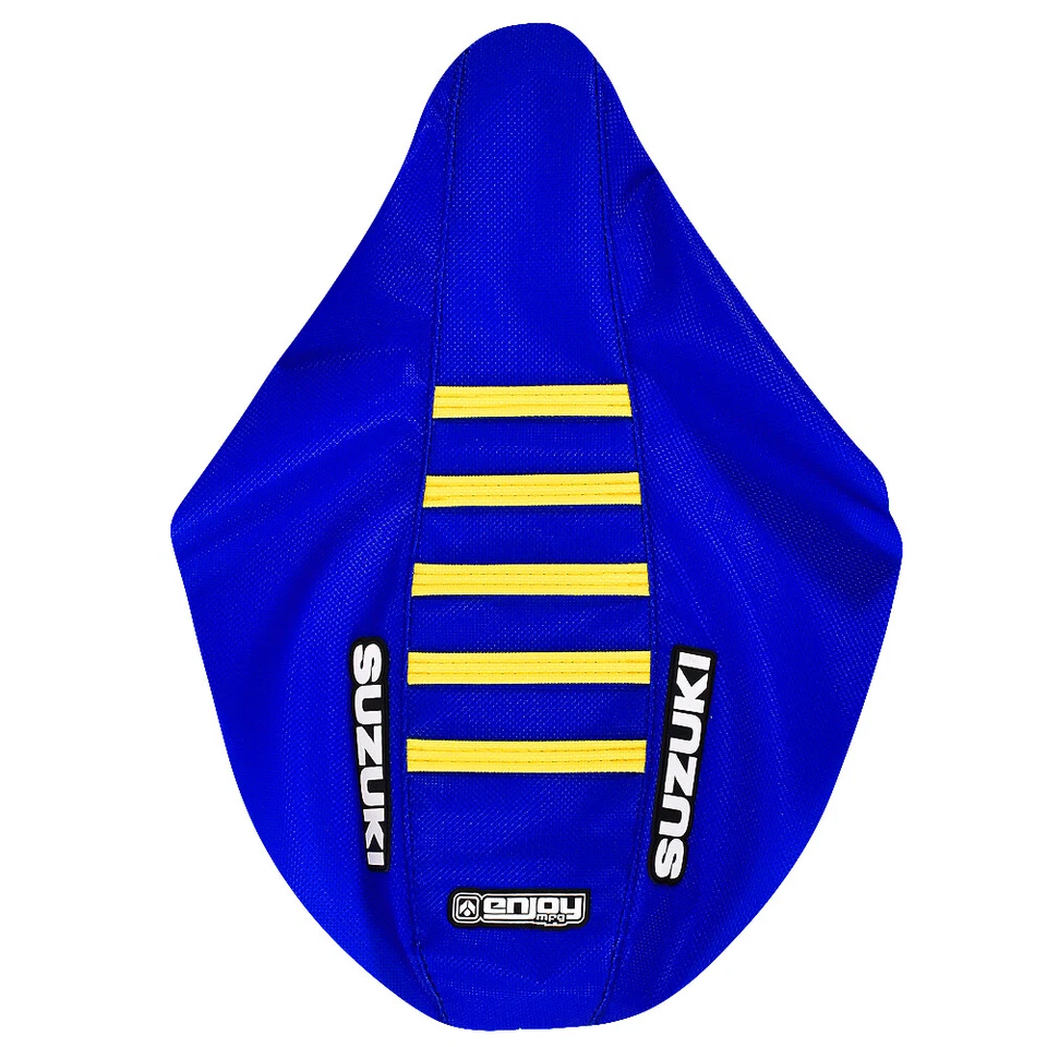 Cubierta de asiento Suzuki Jr 80 JR80 se adapta a los años 2001-2018 azul/amarillo acanalado logotipo #198 Foto 2 de 4