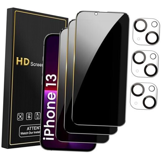 3 Pack Privacy Screen Protector for 6.1 Inch with 3 Pack Camera Lens iPhone 13