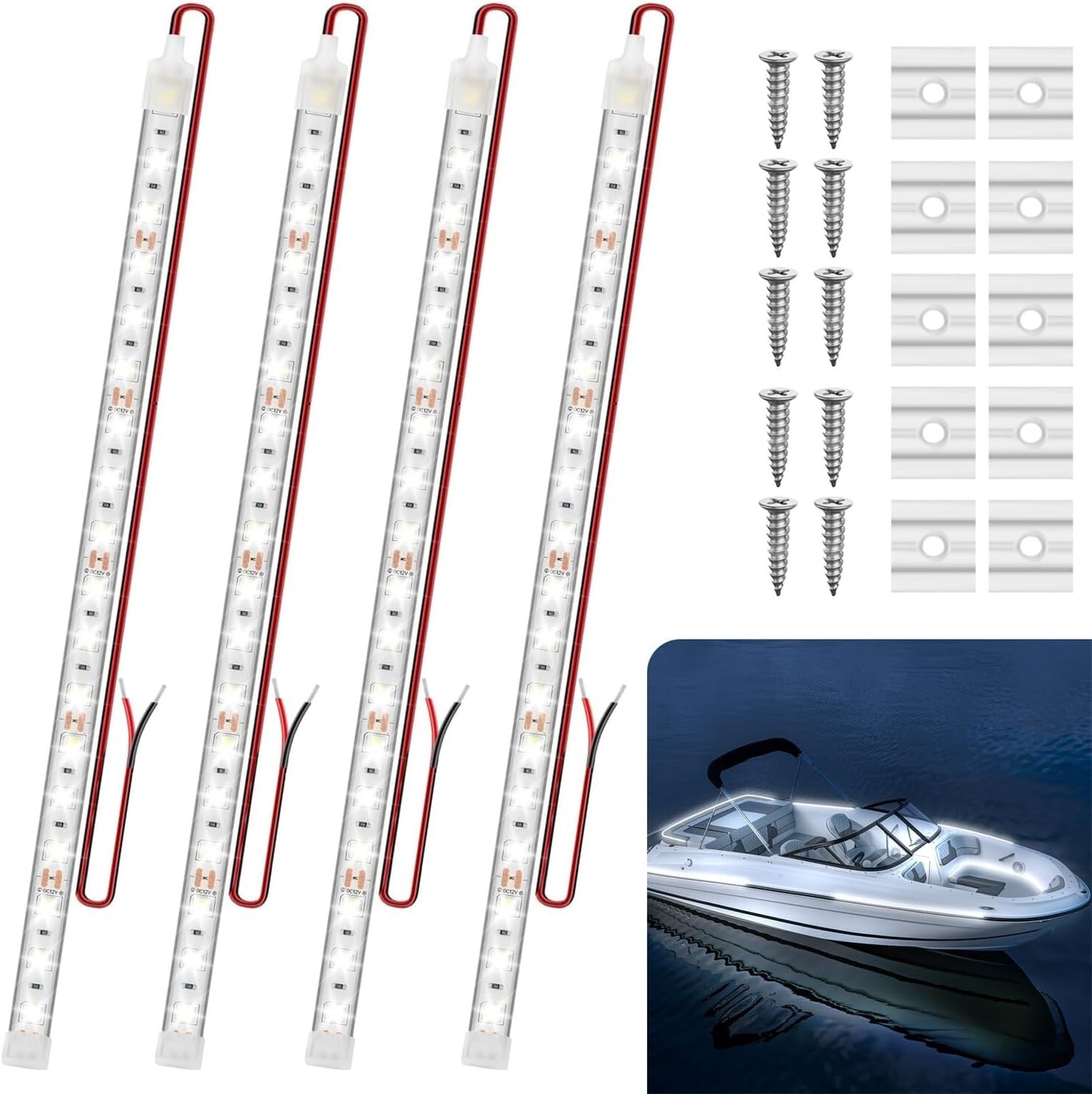 4-Pack 12V 12-Inch Super Bright LED Strip Lights for Boat Interiors-image