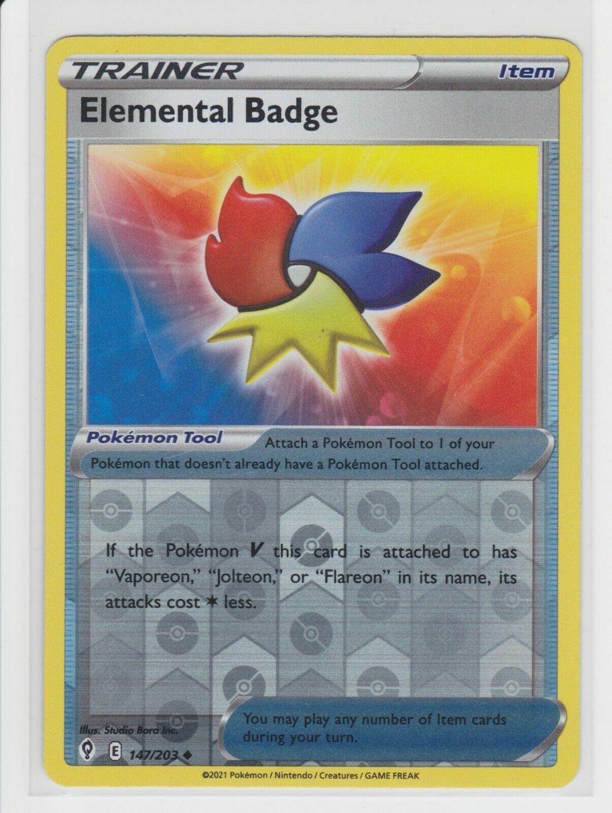Pokemon - Elemental Badge - 147/203 - Reverse Holo - Evolving Skies - New