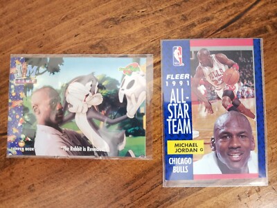 1991 Fleer All - Star Team Michael Jordan card #211 And Upper Deck Space Jam #34