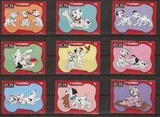 Disney 1997 Gambia - 101 Dalmatians, PLAYFUL PUPPIES Set of 9 - MNH