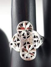 Vintage Sterling Silver Etched Flower Ring Size 6 - 1.4 Grams Signed