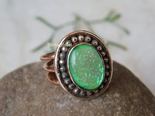 Blue Australian Triplet Opal Handcrafted Solid Copper arthritis relief ring,