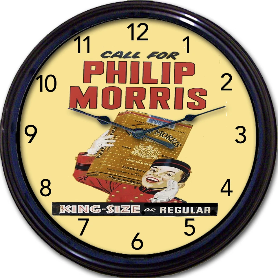 FUN AROUND THE CLOCK Philip Morris Cigarettes Johnny Roventini Tobacco Bellman Wall Clock New 10"