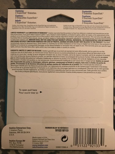 New IMATION 120MB Super Disk (Two disks) Factory Sealed 120MB For Mac. - Afbeelding 2 van 2