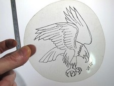 vtg 1960s 70s Tattoo Flash acetate stencil Eagle vertical signed EA2