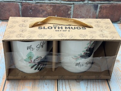 Sloth Mugs Set Of Two Cups Mr & Mrs Sloffee Husband Wife Couples Mugs Cups