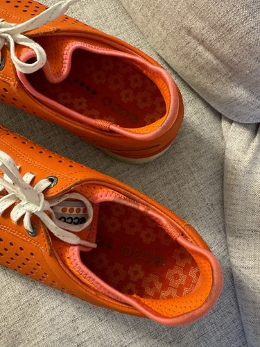 ECCO SPEED HYBRID Women's Golf Shoe Orange Leather Extra Width Size 41 10 10.5 - Picture 2 of 12
