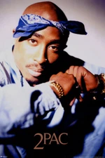 2Pac Blue Bandana Face Portrait 90 Hip Hop Tupac Rapper Music Album Poster 12x18