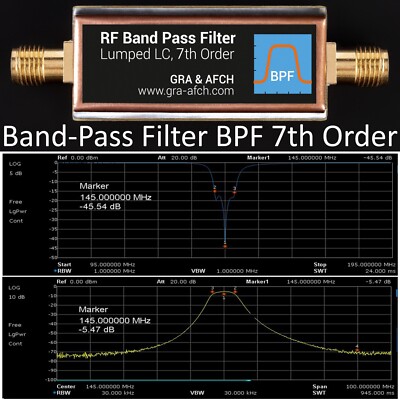 Band Pass Filter BPF 7th Order 144MHz for RF Receiver Transmitter Amplifier etc.