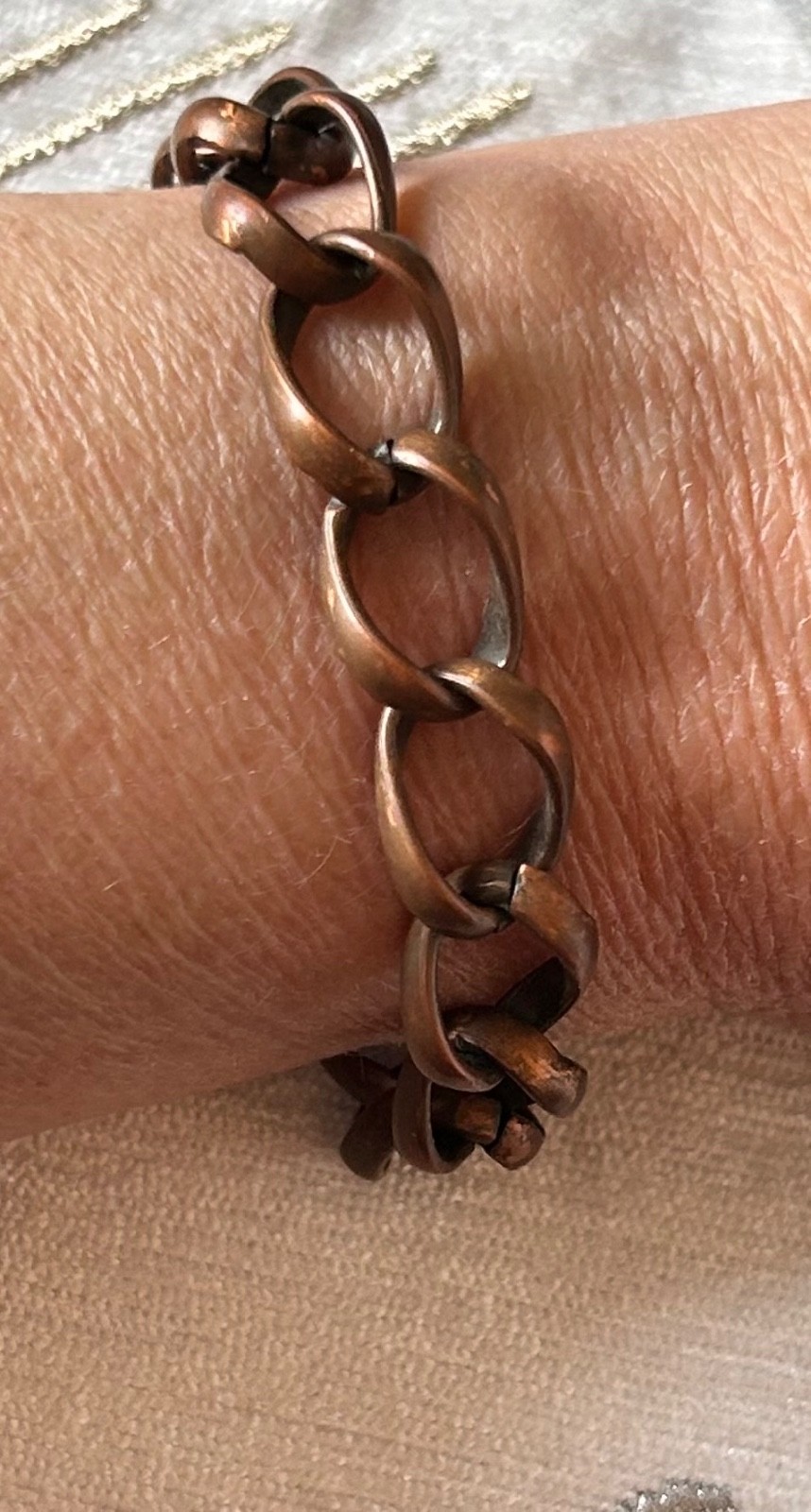solid copper 7.5" link chain bracelet - image 1