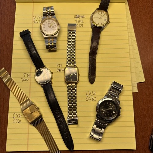 Seiko Men's Vintage Watch Lot 7N42 6a32 V701 5Y31 6530 V743 6 WATCHES UNTESTED