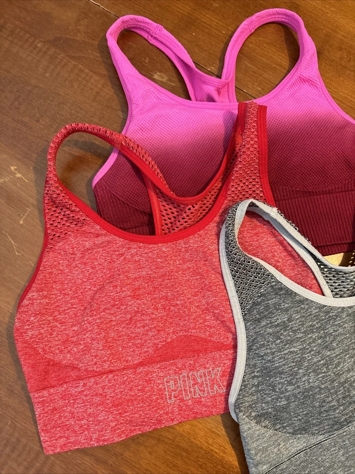 Lot 3 PINK Red, Gray, And Pink Sports Bra Sz XS #3008 - Image 2 of 4