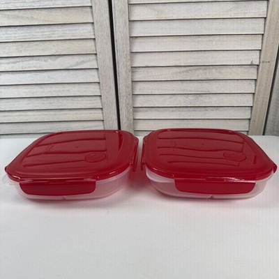 Set of 2 Lock N Lock Divided Containers w/Flip Vent Red HPL970D