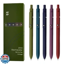 UIXJODO Gel Pens, 5 Pcs 0.5mm Black Ink Pens Fine Point Smooth Writing Pens w