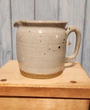Creamer Wheel-thrown- Speckled Brown Stoneware Clay Satin Oatmeal Glaze. Vintage