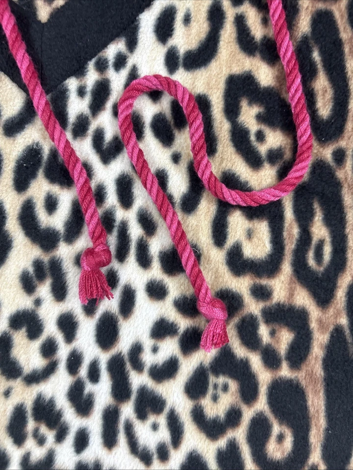 Sudadera con capucha Betsey Johnson Intimates para mujer grande estampado de guepardo piel sintética suave Y2K Foto 3 de 4