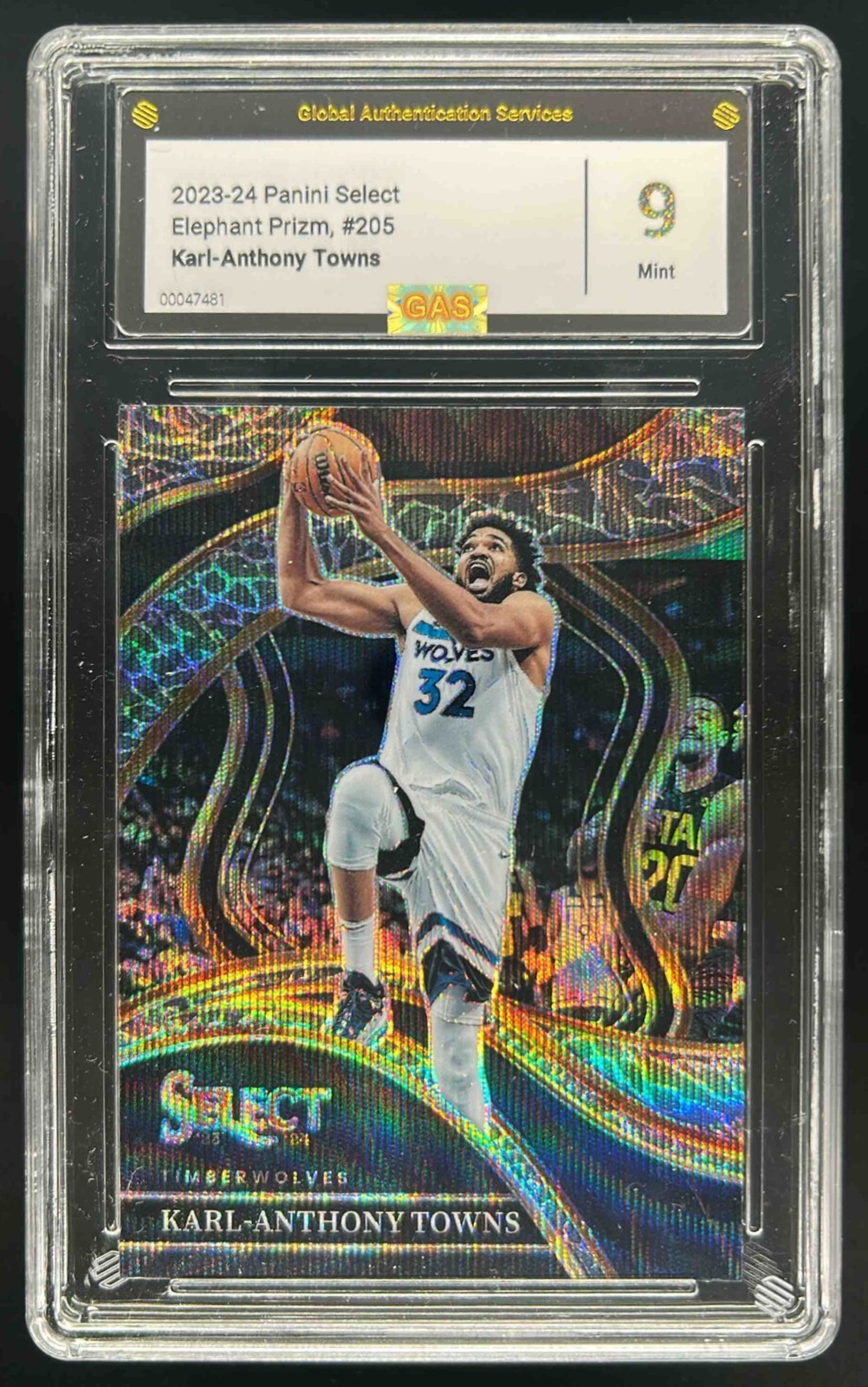2023-24 Select Karl-Anthony Towns Elephant Prizm SSP Courtside #205 GAS 9