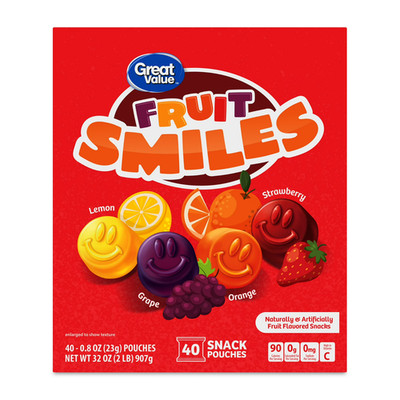 Great Value Fruit Smiles Snacks, Original Flavor, 40 Count, Free Shipping