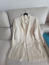 Chico's Cotton Tweed Fringe Open Front Blazer Jacket