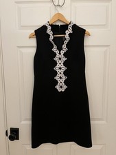 Vince Camuto S (6) Black White Embroidered Front Sleeveless Lined Sheath Dress