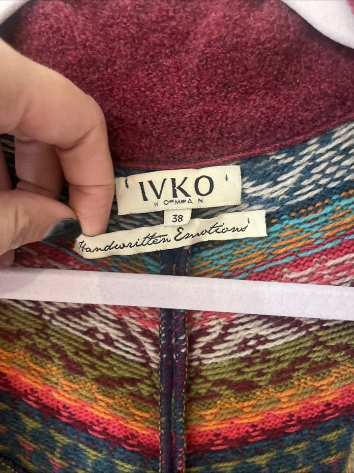 IVKO Mujer Cárdigan de Lana Suéter Abrigo Colorido Floral Patrón Mixto Divertido Talla 38 Foto 3 de 4